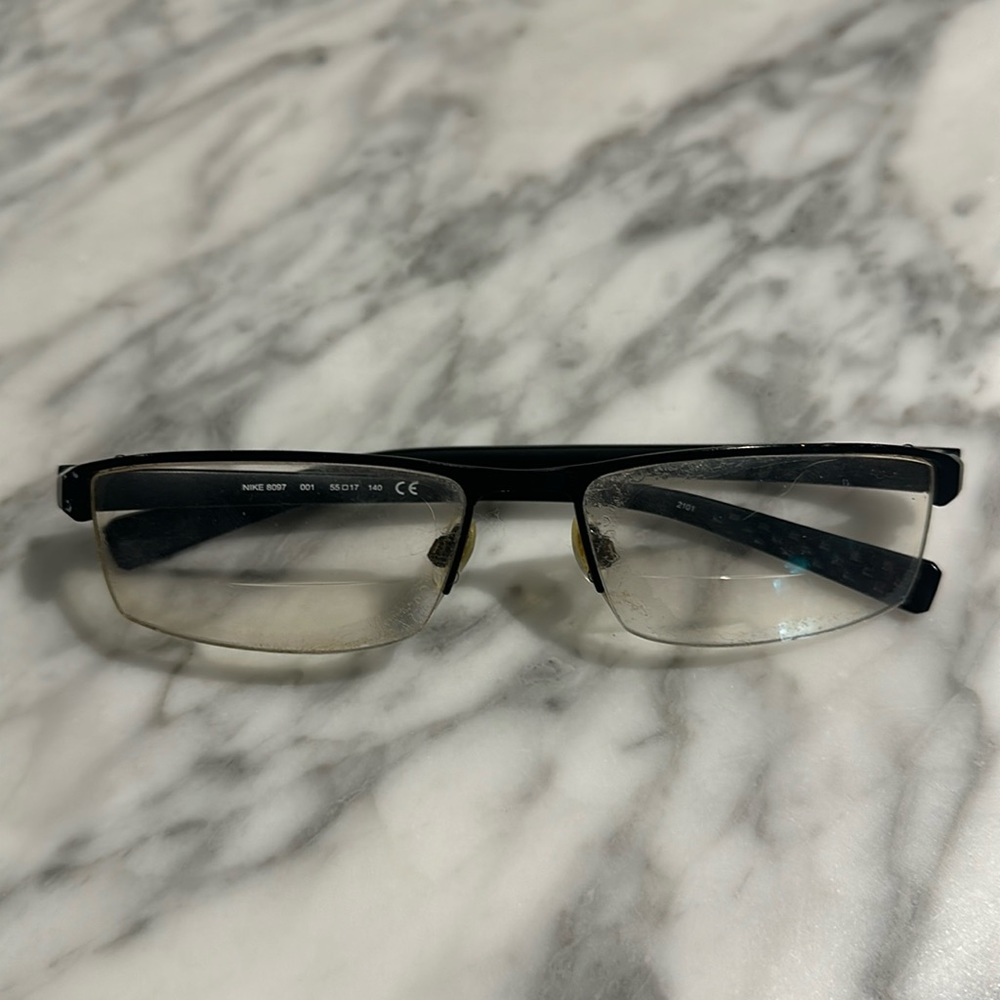 Nike Eyeglass Rectangle Frames 8097 Black 55-10/1… - image 1